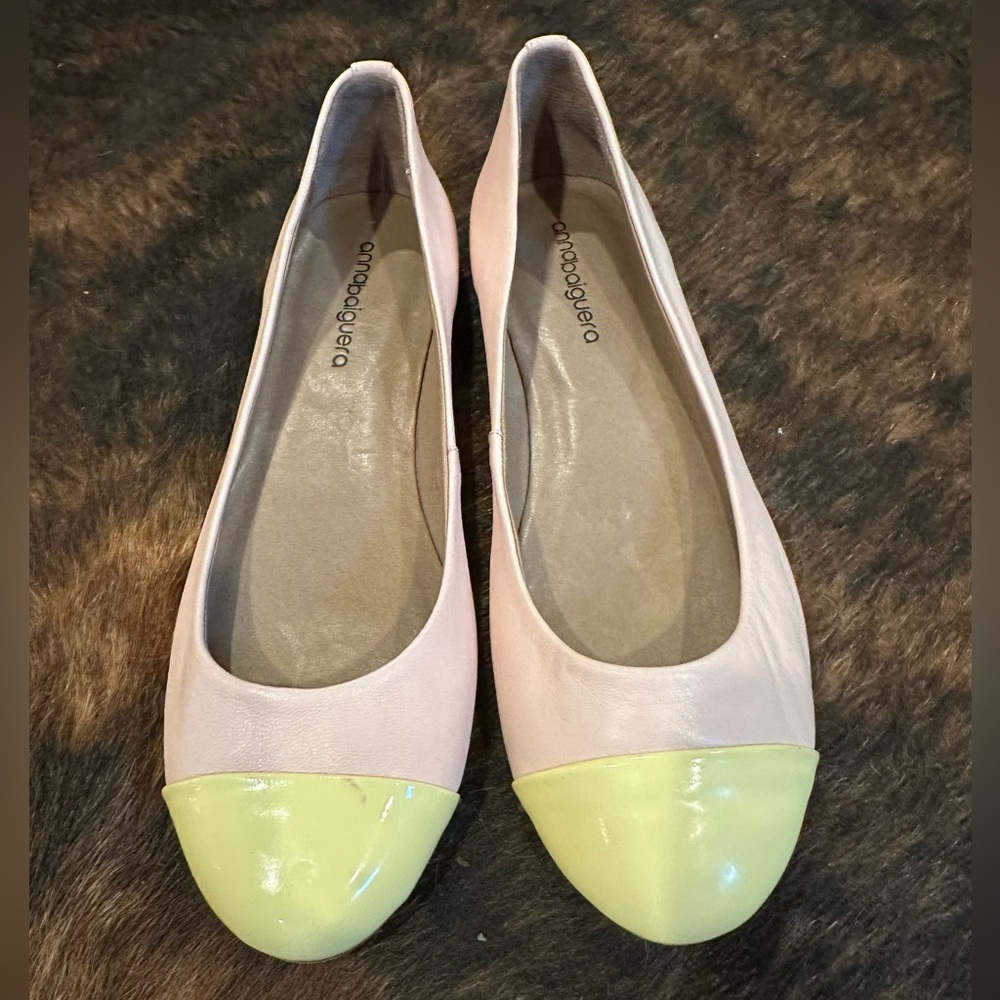 Chic Pink and Yellow Ballet Flats with Shimmery Toe Cap